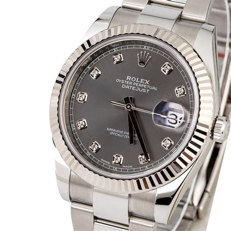 rolex datejust ii dark rhodium 10 diamonds dial|Rolex Datejust 41 with diamonds.